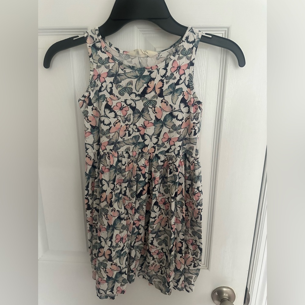 H&M Girls kids Pink Blue Sleeveless tank Dress Butterfly 6-8Y summer